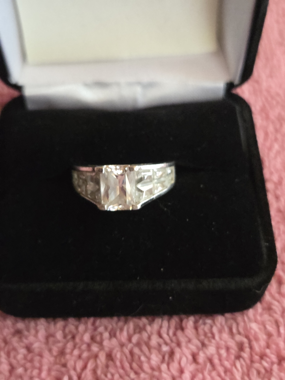 Silver-Tone Cubic Zirconia Stone Engagement Ring - Women Jewelry